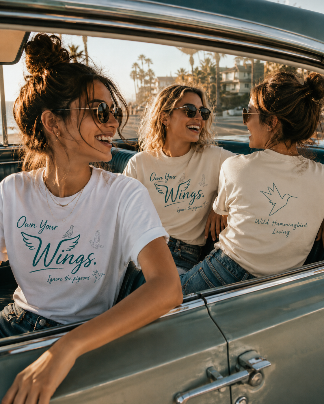 Own Your Wings Tee — "Ignore the Pigeons" Inspirational Hummingbird Shirt
