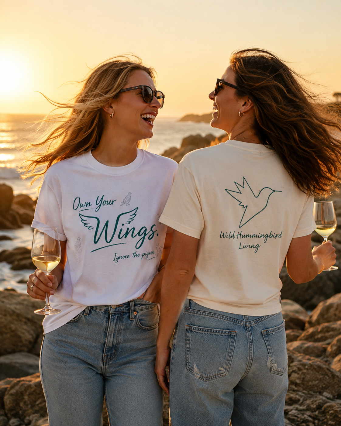 Own Your Wings Tee — "Ignore the Pigeons" Inspirational Hummingbird Shirt