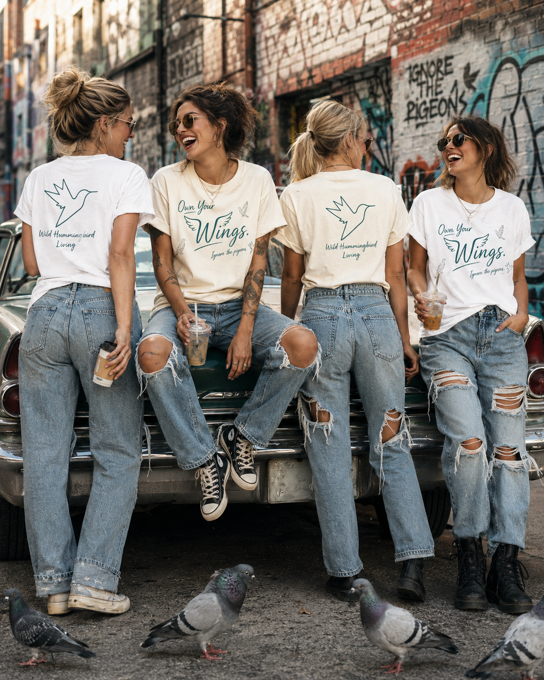 Own Your Wings Tee — "Ignore the Pigeons" Inspirational Hummingbird Shirt