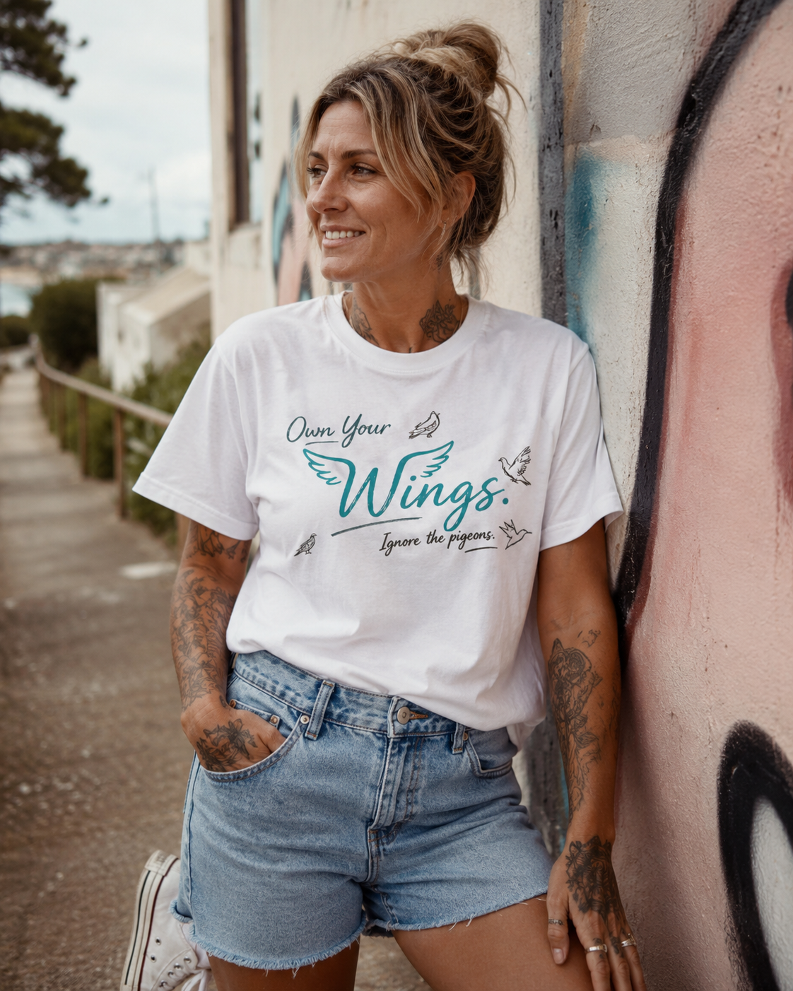 Own Your Wings / Ignore the Pigeons Tee